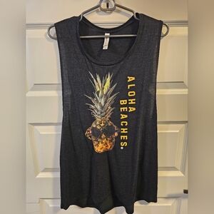 Aloha Beaches Ladies Muscle Tank From Bella + Canvas. Charcoal. Size XXL.